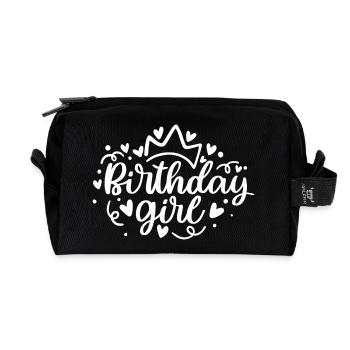Birthday Girl Party Motif - Recycled Toiletry Zip Bag - black - Front