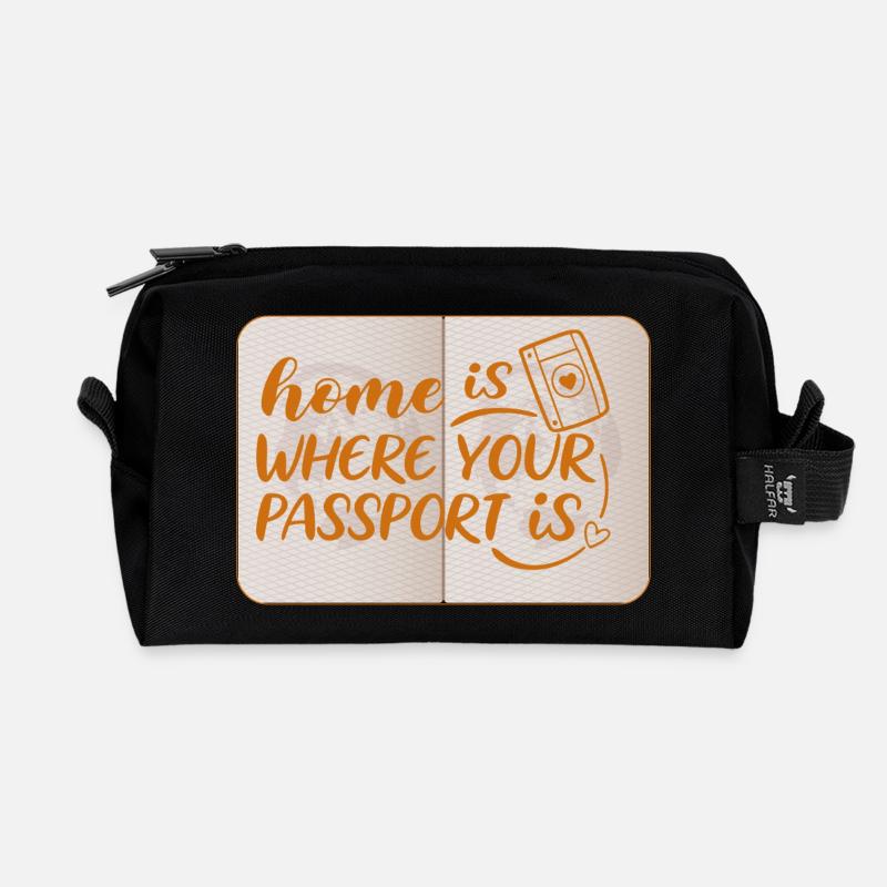 Travel-Saying-Home is... - Recycled Toiletry Zip Bag - black