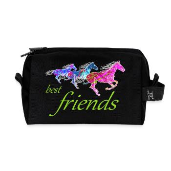 Best Friends Colorful Artistic Horses Circus - Recycled Toiletry Zip Bag - black - Front
