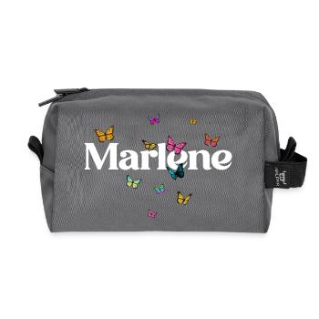 Beautiful girl's name with butterflies MARLENE - Recycled Toiletry Zip Bag - anthracite - Front