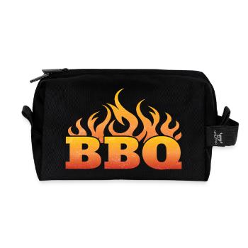 Barbecue Party Flaming BBQ Design - Recycled Toiletry Zip Bag - black - Front