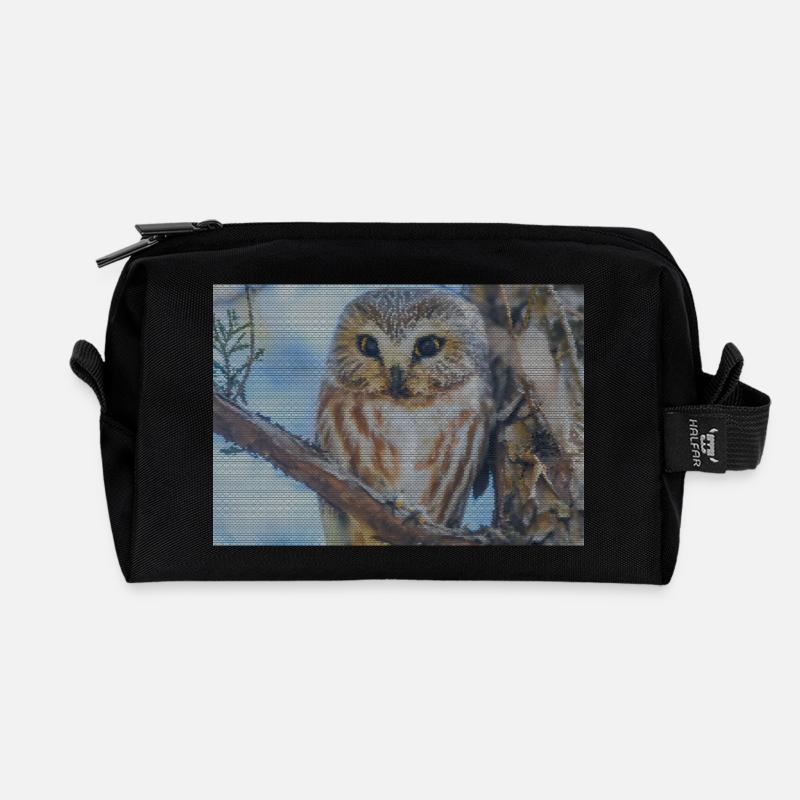 Abendwald Eulenblick - Recycled Toiletry Zip Bag - black