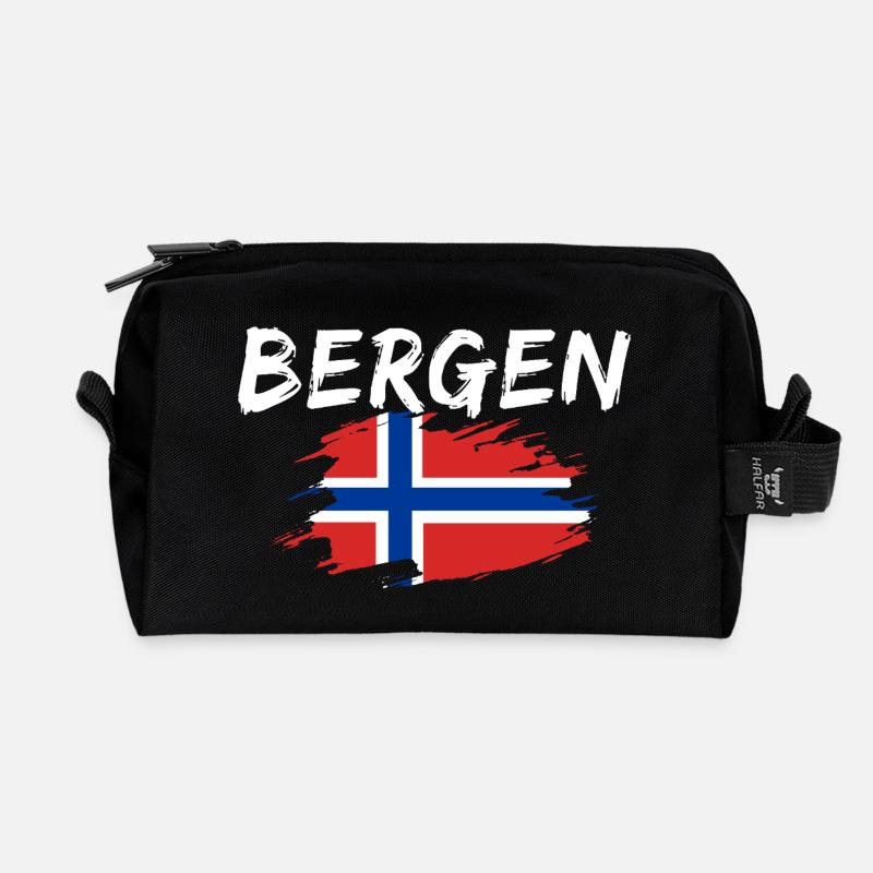 Bergen Norwegen - Recycelte Kulturtasche - Schwarz