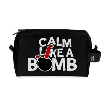 Calm Like Bomb Paradox Irony Humor Explosive Joke - Recycled Toiletry Zip Bag - black - Front