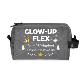 Niveau Glow-Up Flex Débloqué Croissance Personnelle - Trousse de toilette en tissu recyclé - anthracite - Devant