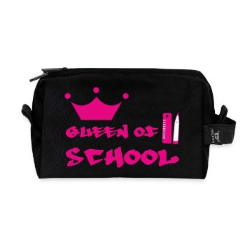 Königin des Schulhofs: Mädchenhaftes Design gekrönt - Recycelte Kulturtasche - Schwarz - Vorne