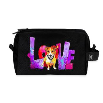 Love Dog Geschenk für Jack Russell Besitzer - Recycelte Kulturtasche - Schwarz - Vorne