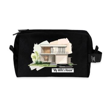 Ultra Modern Family Home Illustration - Recycled Toiletry Zip Bag - black - Front