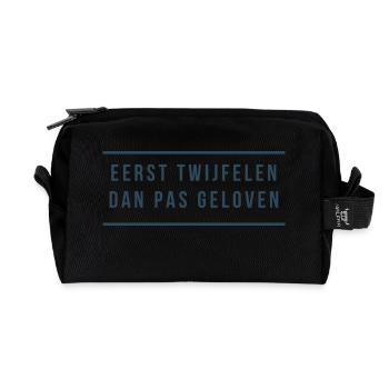 First doubt Then believe. Antwerp dialect - Recycled Toiletry Zip Bag - black - Front