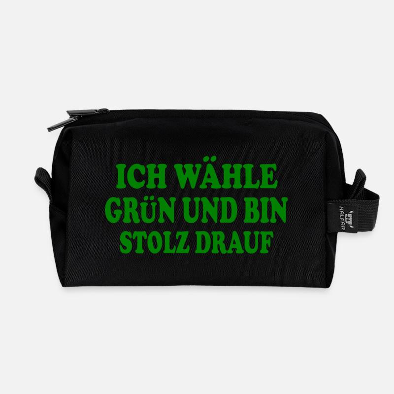 ich wähle grün und bin stolz darauf - Recycelte Kulturtasche - Schwarz