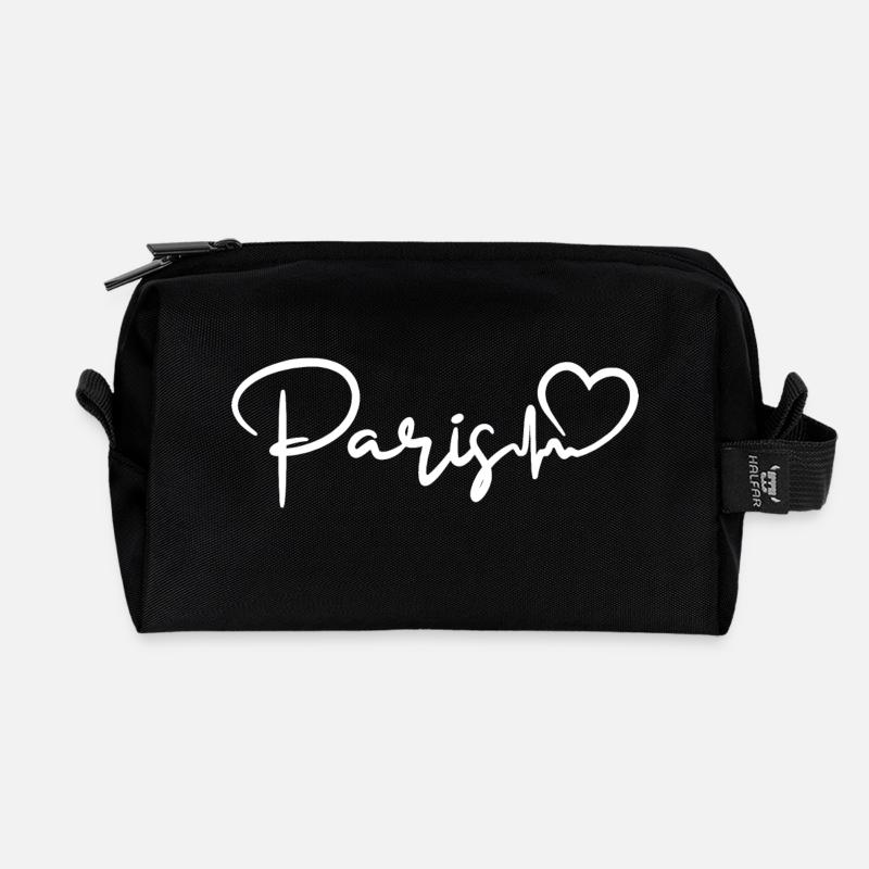 Paris Herzschlag Frankreich Liebe - Recycelte Kulturtasche - Schwarz