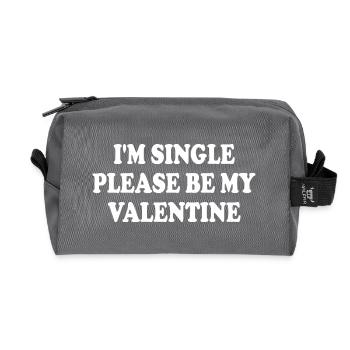 i'm single please be my valentine - Recycled Toiletry Zip Bag - anthracite - Front
