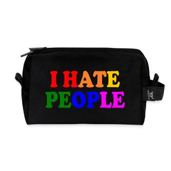 I hate people - Recycled Toiletry Zip Bag - black - Front