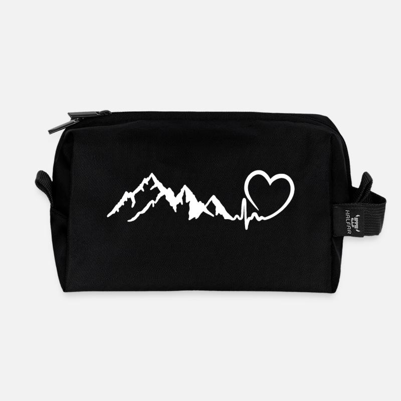 Berge Herzschlag Berg Liebe - Recycelte Kulturtasche - Schwarz