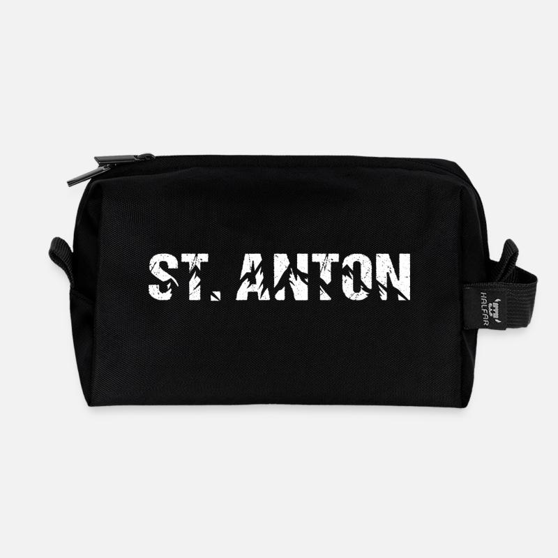 St. Anton Mountains Austria Alps Sankt Anton - Recycled Toiletry Zip Bag - black