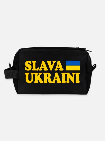 Slava ukraini ukraine - Recycled Toiletry Zip Bag - black - Back