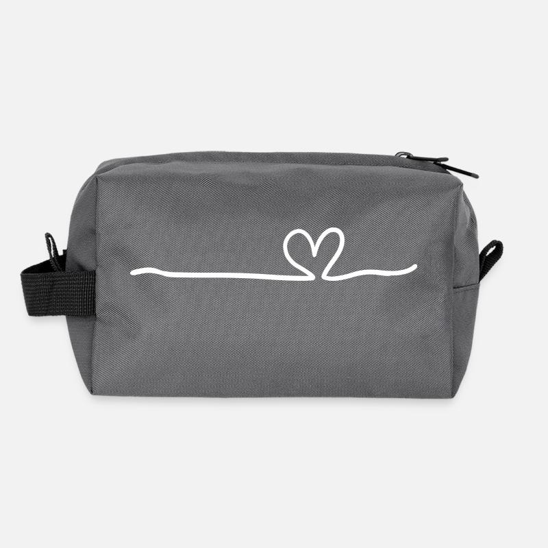 Cœur ligne blanc Trousse de toilette en tissu recyclé