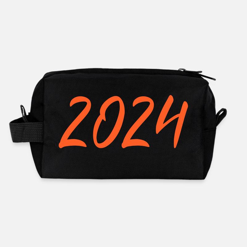 2024 Silvester Neujahr orangen - Recycelte Kulturtasche - Schwarz