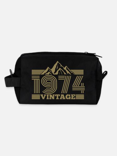 Né en 1974 Anniversaire Montagnes Randonnée Escalade - Trousse de toilette en tissu recyclé - noir - Dos