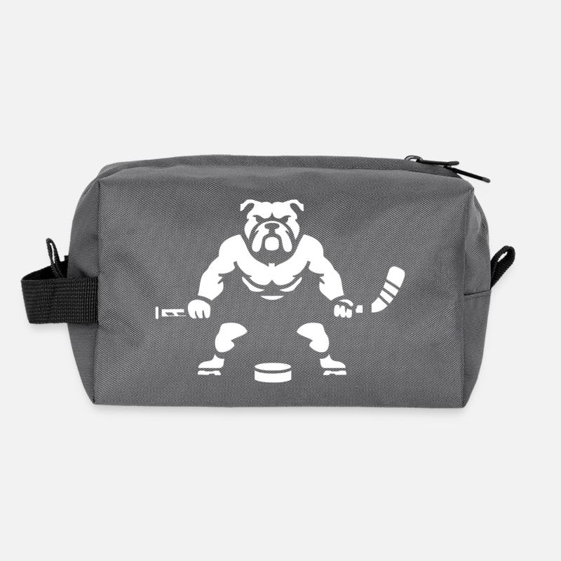 Silhouette minimaliste de hockey sur glace de bouledogues Trousse de toilette en tissu recyclé