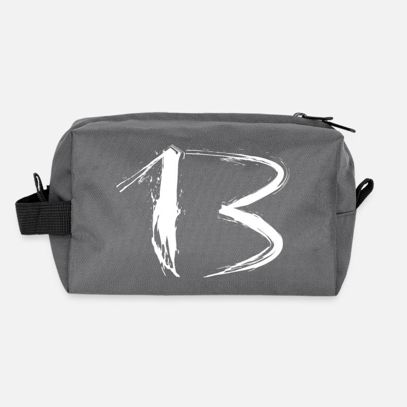 Number 13 Number Favorite Number Design Brush White Recycled Toiletry Zip Bag