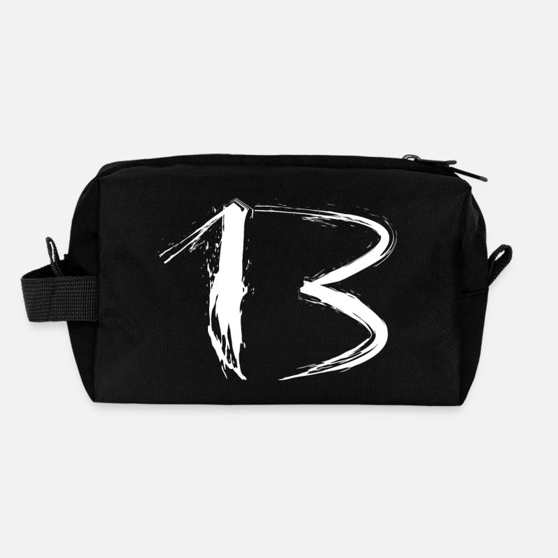Number 13 Number Favorite Number Design Brush White Recycled Toiletry Zip Bag