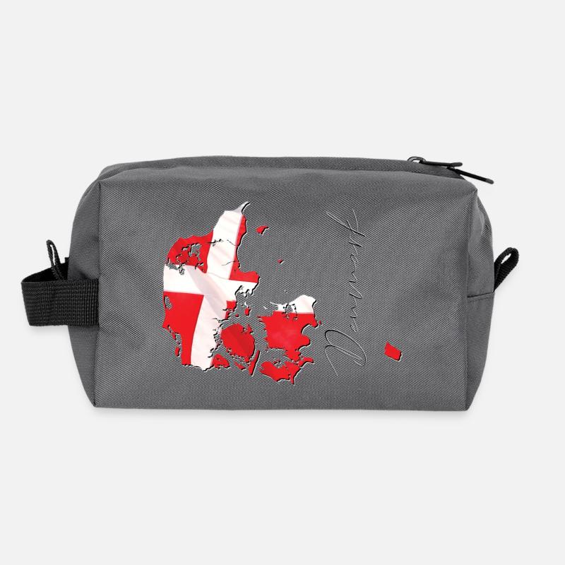 Denmark flag in the Denmark map EN Recycled Toiletry Zip Bag