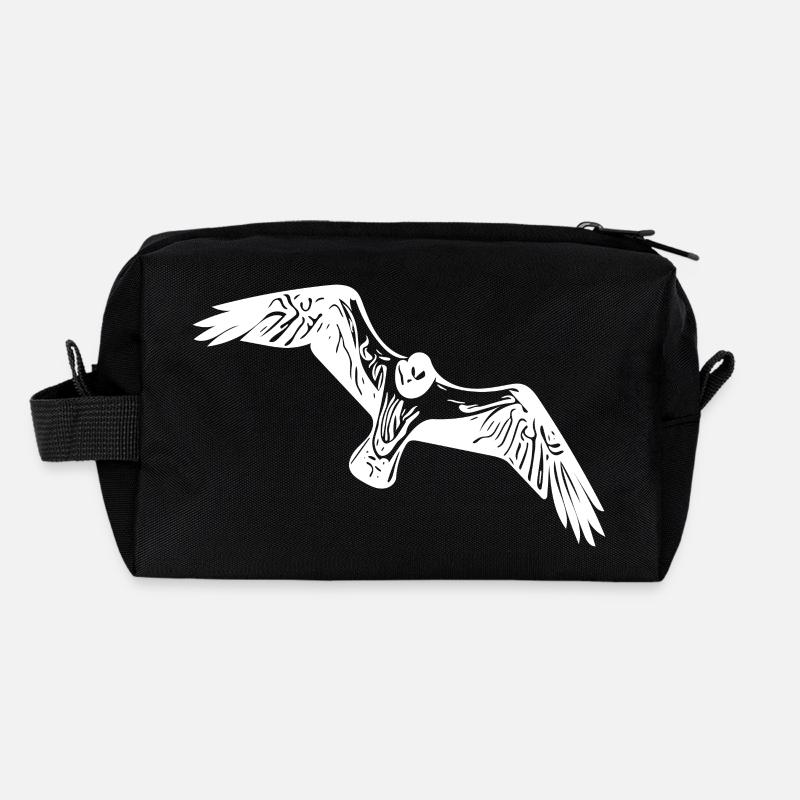 Vintage Seemöve im Flug - Recycelte Kulturtasche - Schwarz