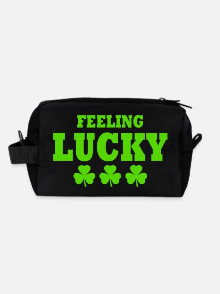feeling lucky - Recycled Toiletry Zip Bag - black - Back