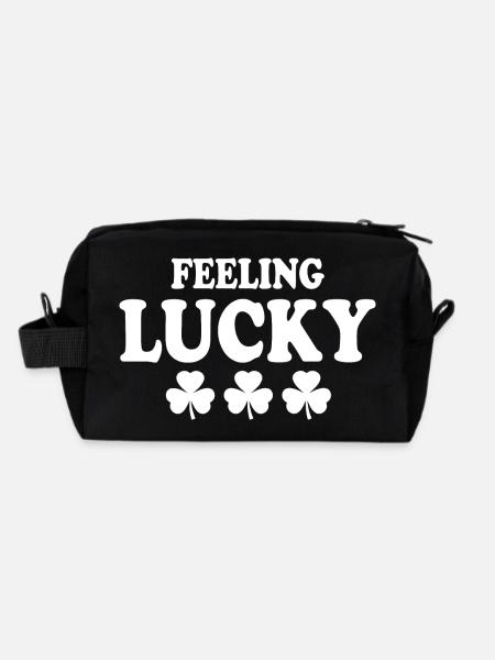 feeling lucky - Recycled Toiletry Zip Bag - black - Back