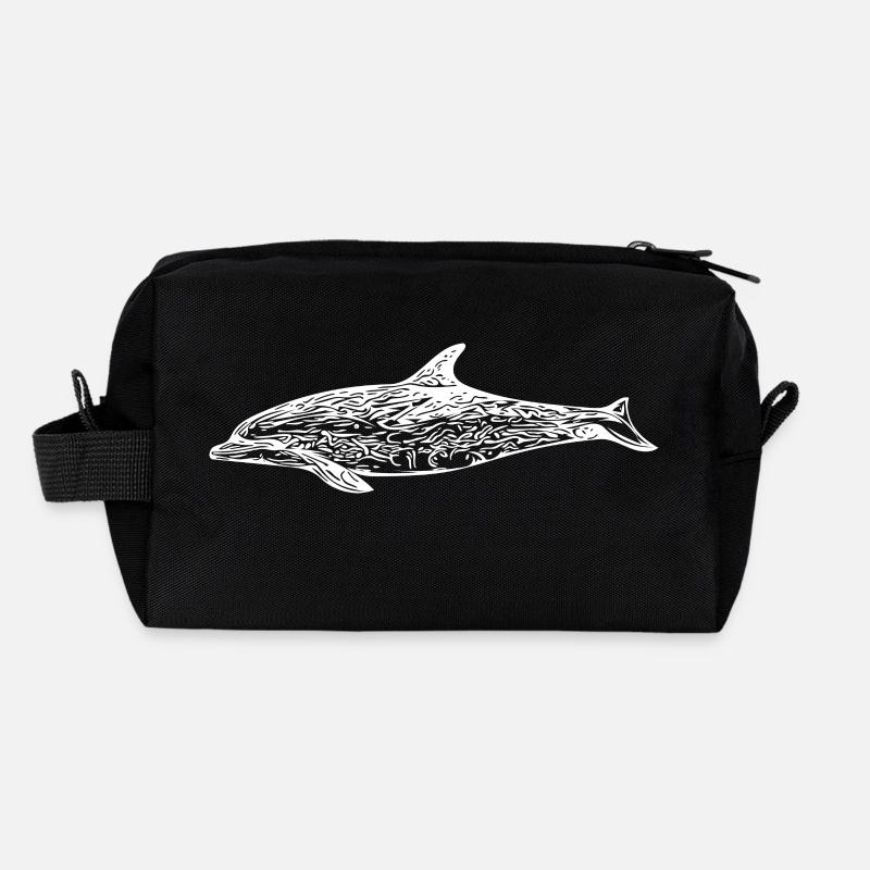Delfin - Recycelte Kulturtasche - Schwarz