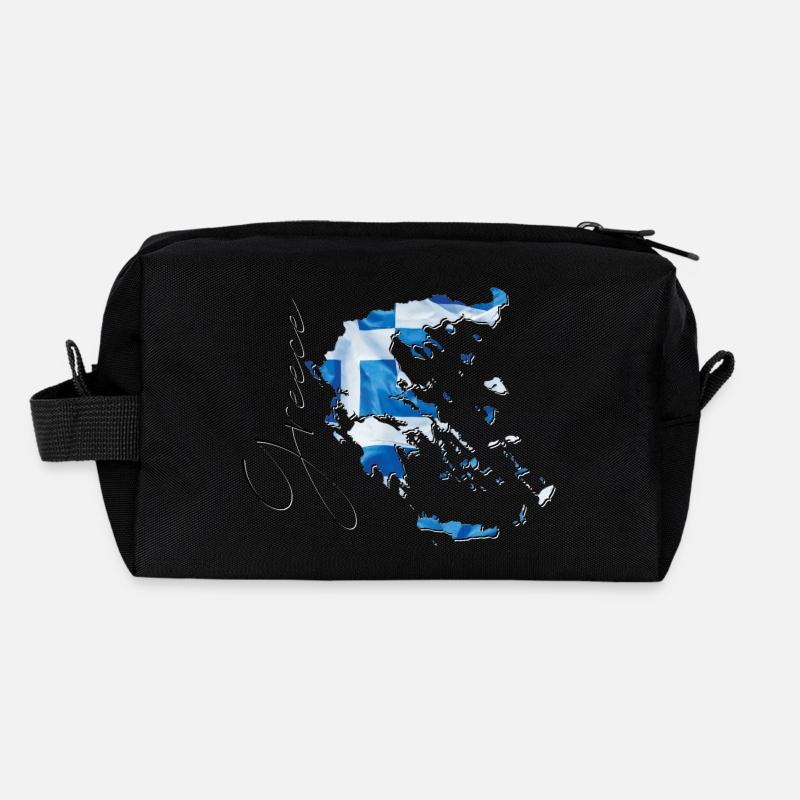 Greece Flag in Greece Map EN Recycled Toiletry Zip Bag