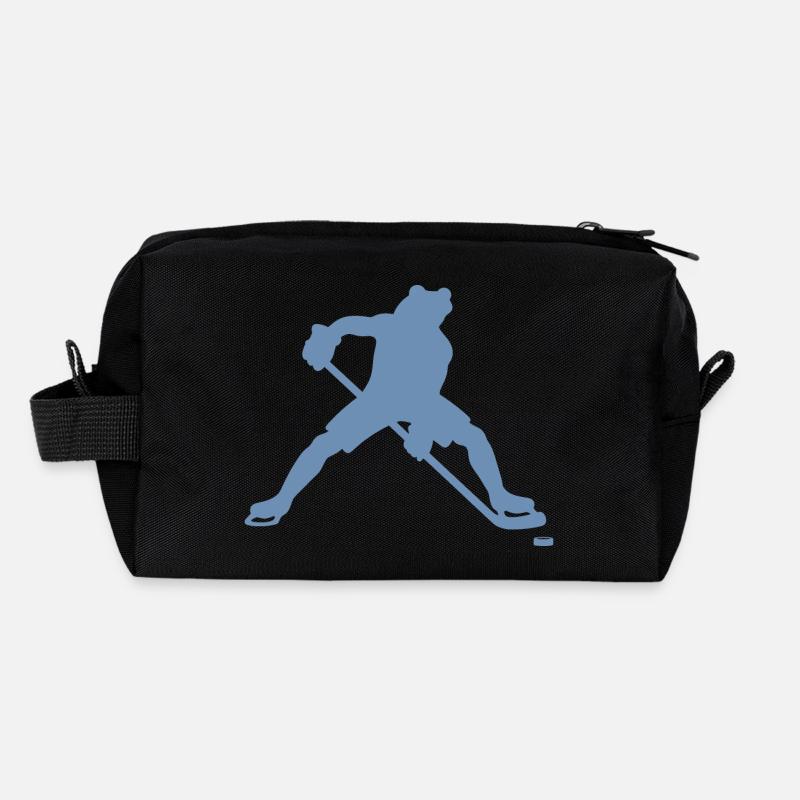 Frosch Eishockeyspieler Silhouette minimalistisch - Recycelte Kulturtasche - Schwarz