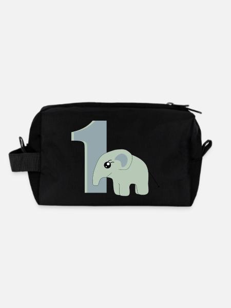 1er anniversaire numéro 1 éléphant bébé - Trousse de toilette en tissu recyclé - noir - Dos