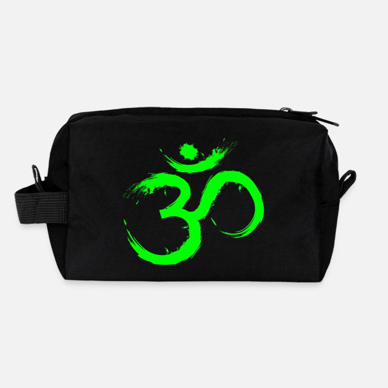 Om Design Symbol Meditation Befreiung Limone Grün - Recycelte Kulturtasche - Schwarz