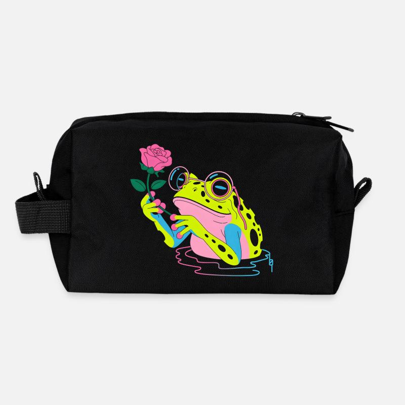 Flower Frog - Cute Frog Sticker Recycled Toiletry Zip Bag