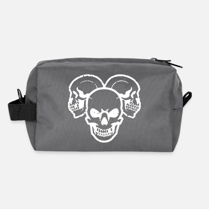 Three Grinning Vector Skull Recycled Toiletry Zip Bag