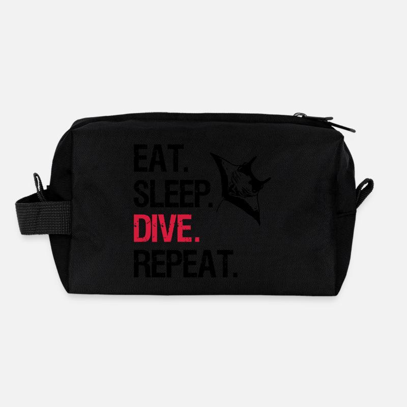 Eat Sleep Dive Repeat - Manta Ray - Vector Design Recycled Toiletry Zip Bag