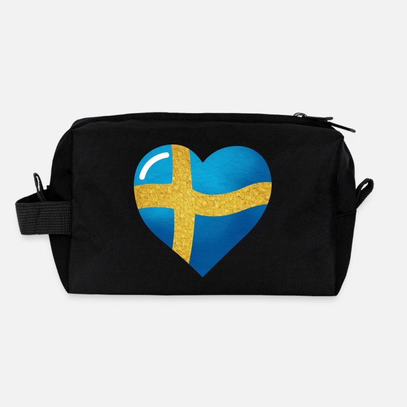 Sveriges flagga, le drapeau de la Suède en forme de Trousse de toilette en tissu recyclé
