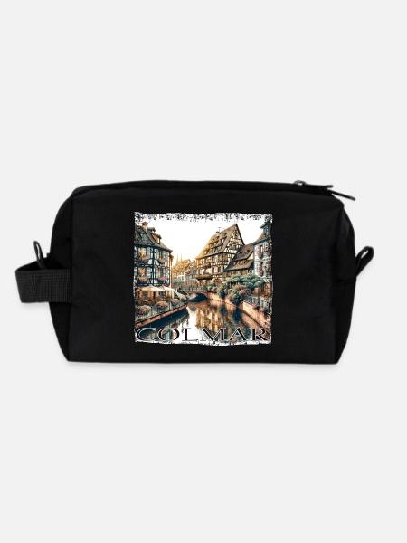 Colmar Altstadt: Fachwerkhäuser & Kanäle im Grunge - Recycelte Kulturtasche - Schwarz - Hinten
