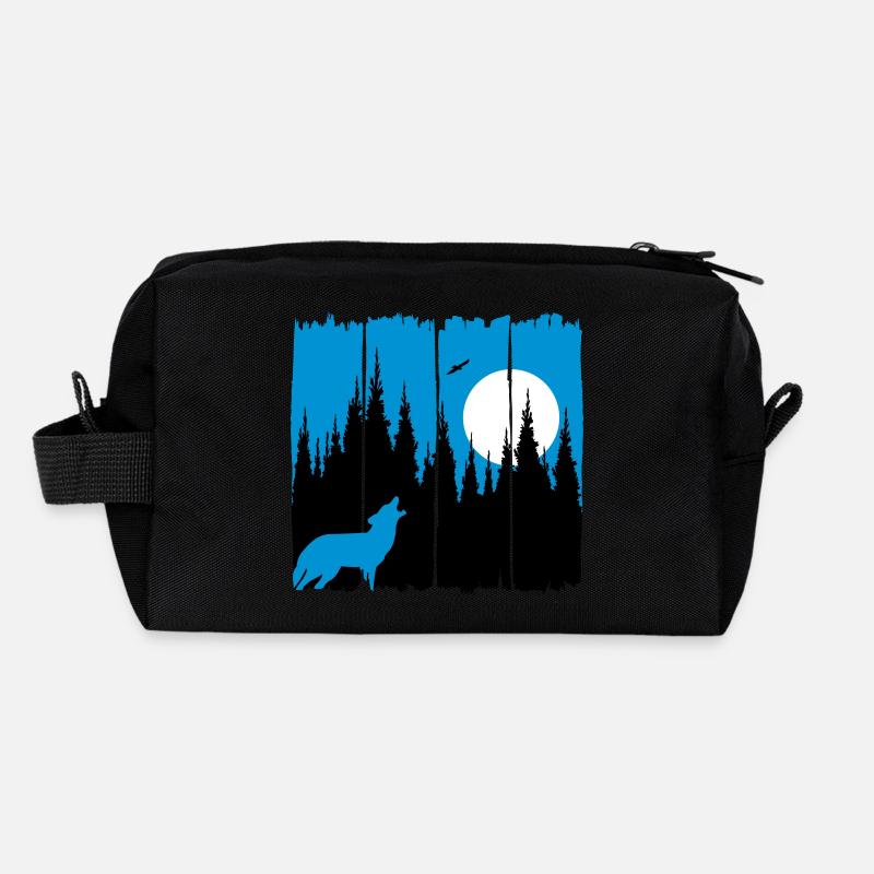 Wolf vor Mond/Sonne Waldbewohner Waldtier Geschenk Recycelte Kulturtasche