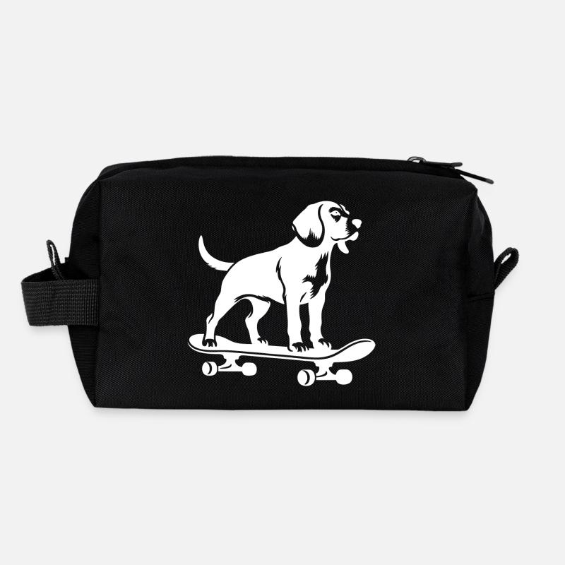 Chien Beagle Skateboard Skateboarder Silhouette Trousse de toilette en tissu recyclé