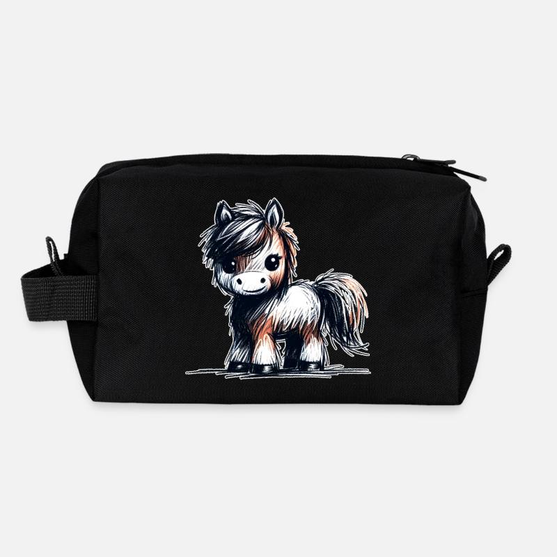 Pferdchen - Recycelte Kulturtasche - Schwarz