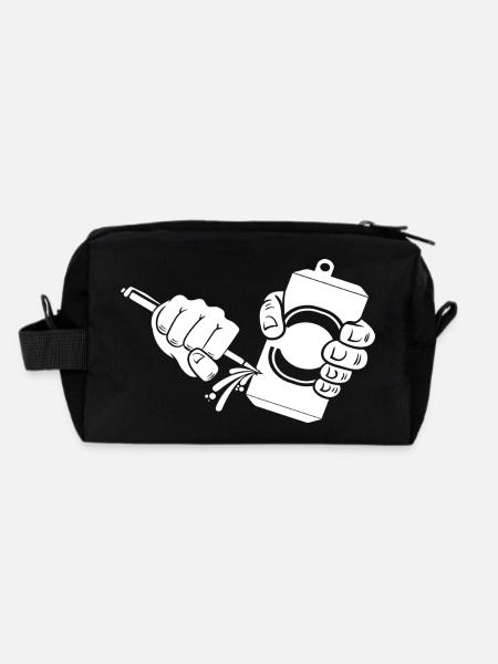 Beer canned beer can piercing - Recycled Toiletry Zip Bag - black - Back