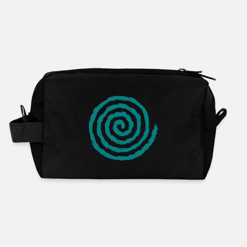 Spirale Symbol Wachstum und Erweiterung Blaugrün - Recycelte Kulturtasche - Schwarz