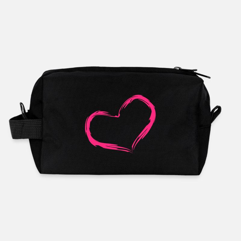 Coeur rose cadeau amour Trousse de toilette en tissu recyclé