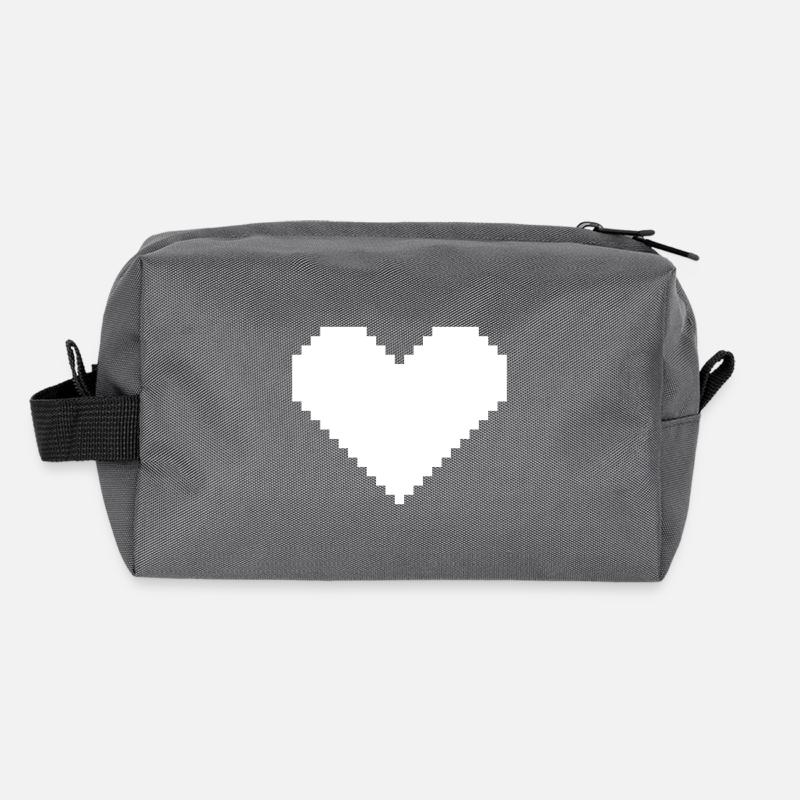 Pixel coeur blanc Trousse de toilette en tissu recyclé