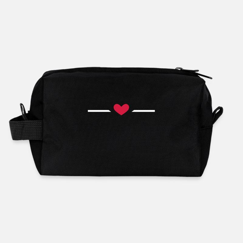 Linie Herz - Recycelte Kulturtasche - Schwarz