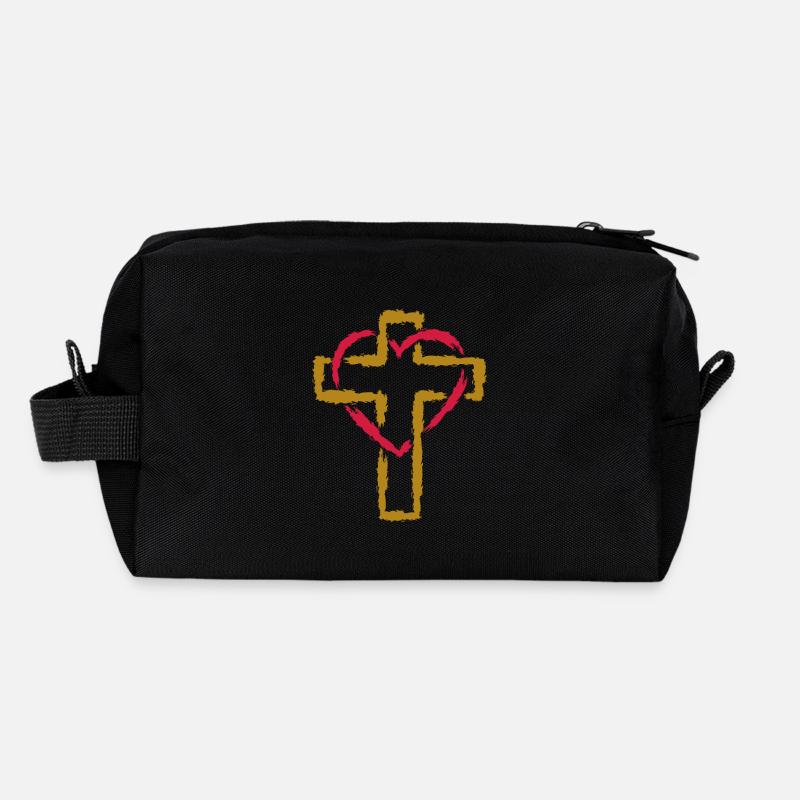 Kreuz Symbol Christentum Herz Liebe - Recycelte Kulturtasche - Schwarz