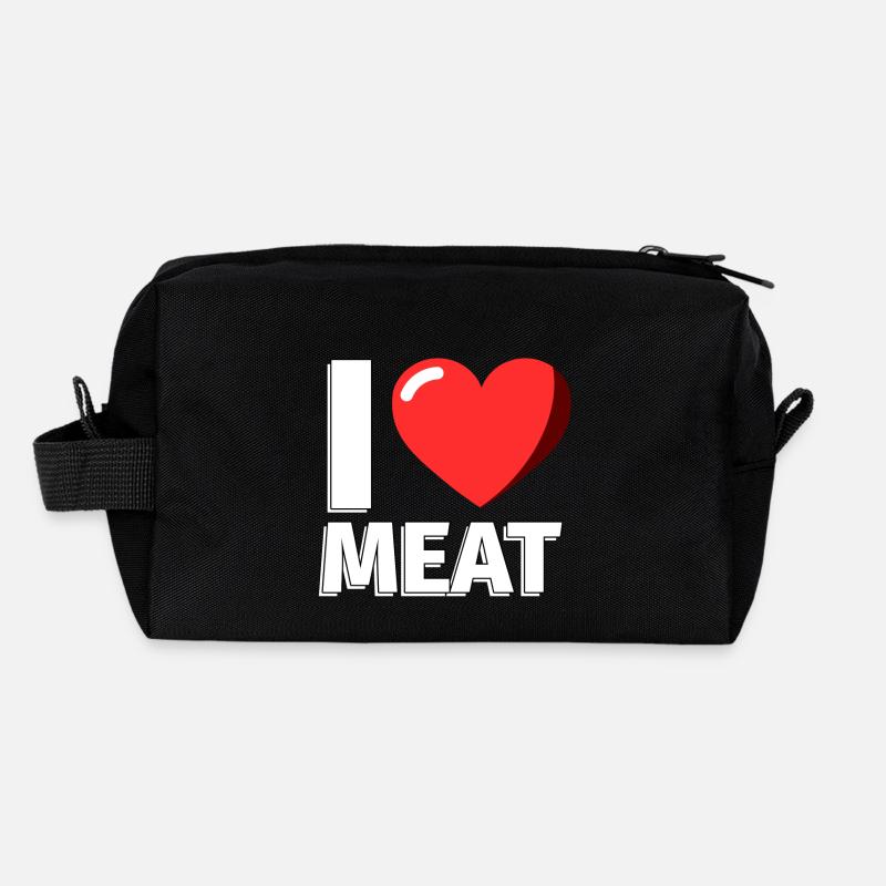 I Love Meat Meat - Illustration - Recycelte Kulturtasche - Schwarz